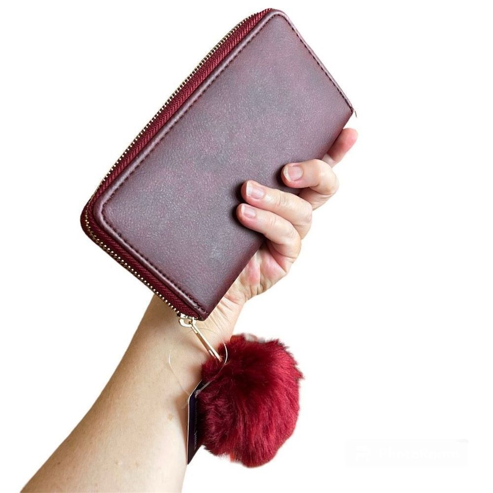 Kendall & James Burgundy Full Zip Wallet with Puff